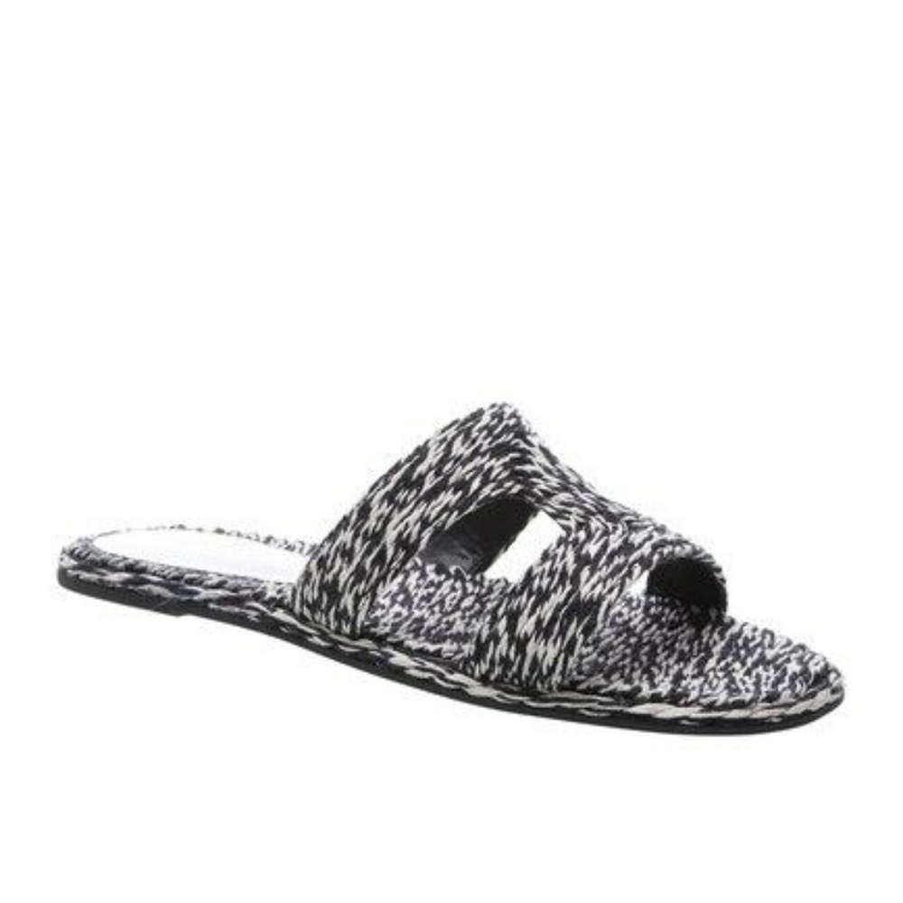 Schutz 10 Tammya Woven Cutout Slide Sandals Black